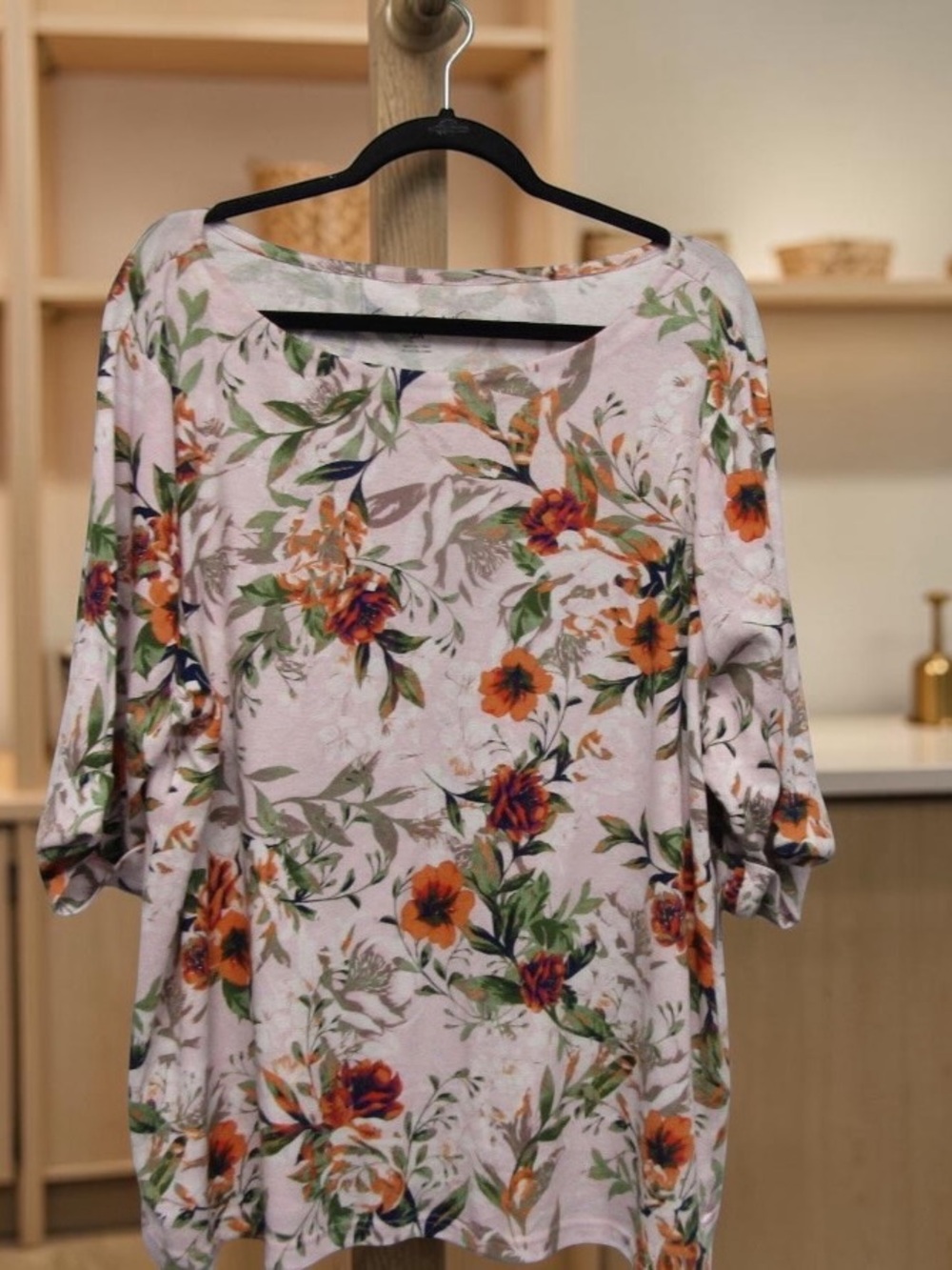 Gloria Vanderbilt Alanis Floral Top 3/4 Sleeve Plus Size